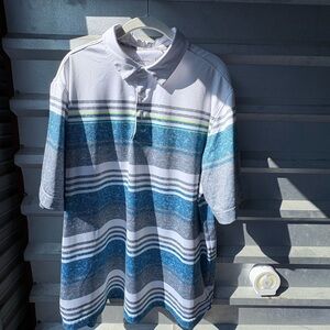 Walter Hagen Blue and White Polo Shirt Sporty Striped Design